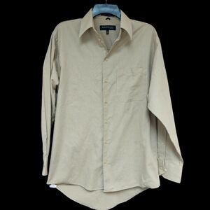 EUC Kenneth Cole New York Tan Button-Up Shirt Neck 15 32/33